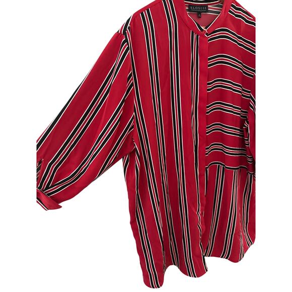 Eloquii Plus Striped Long Tie Cuff Sleeve Stripe Dress Red Black Size 22 - Picture 7 of 9